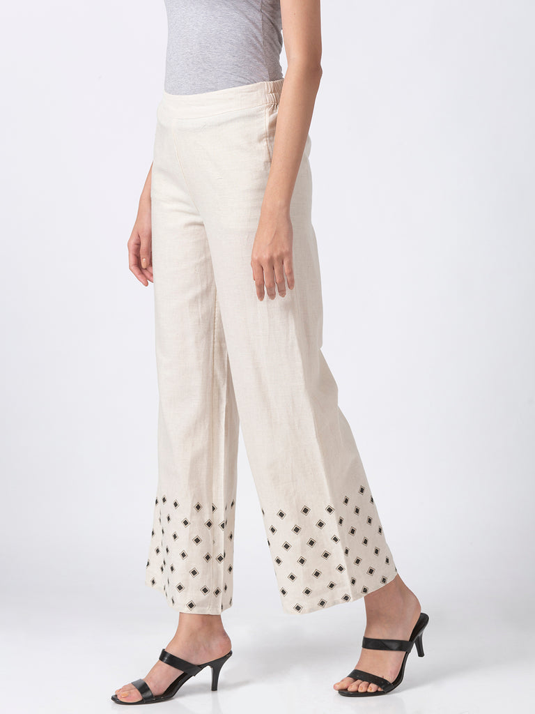 Women Flared Off White Pallazzo