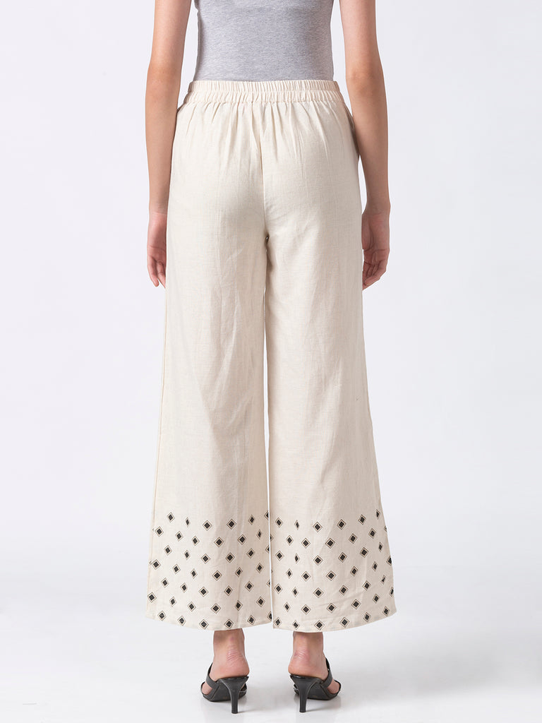 Women Flared Off White Pallazzo