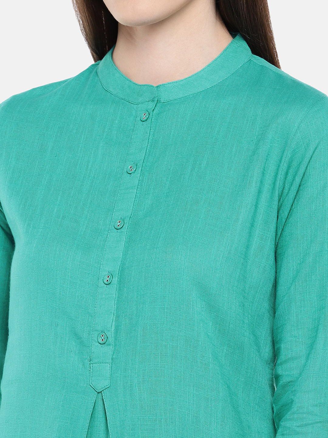 Women A Line Three-Fourth Teal Kurta