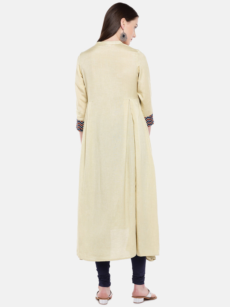 Women A Line Three-Fourth Ecru Kurta