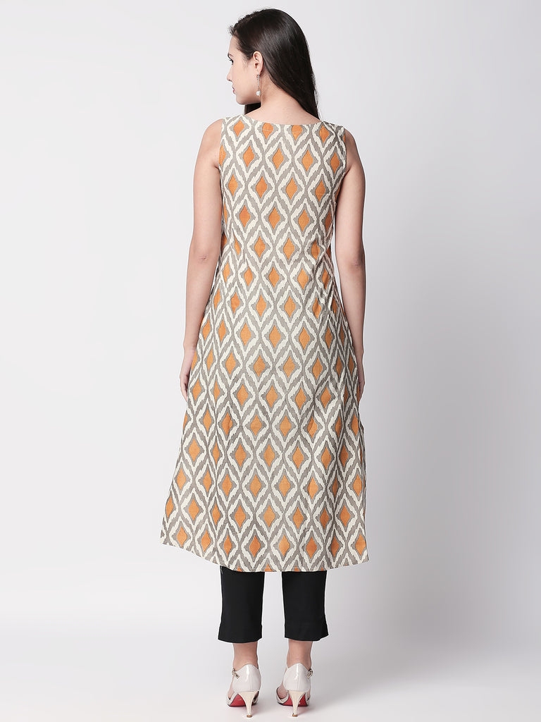 Women Straight Sleeveless Mustard Kurta