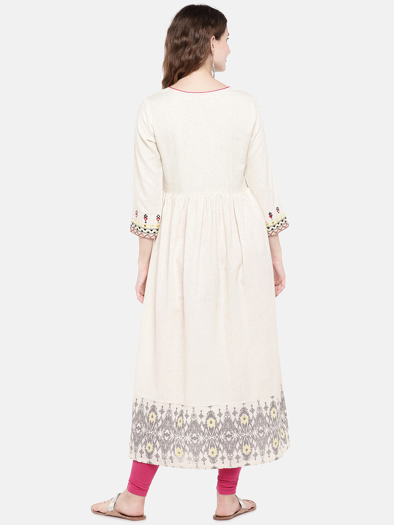 Women Dress Sleeveless Ecru Kurta