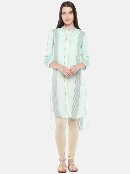 Women Straight Three-Fourth Aqua Kurta