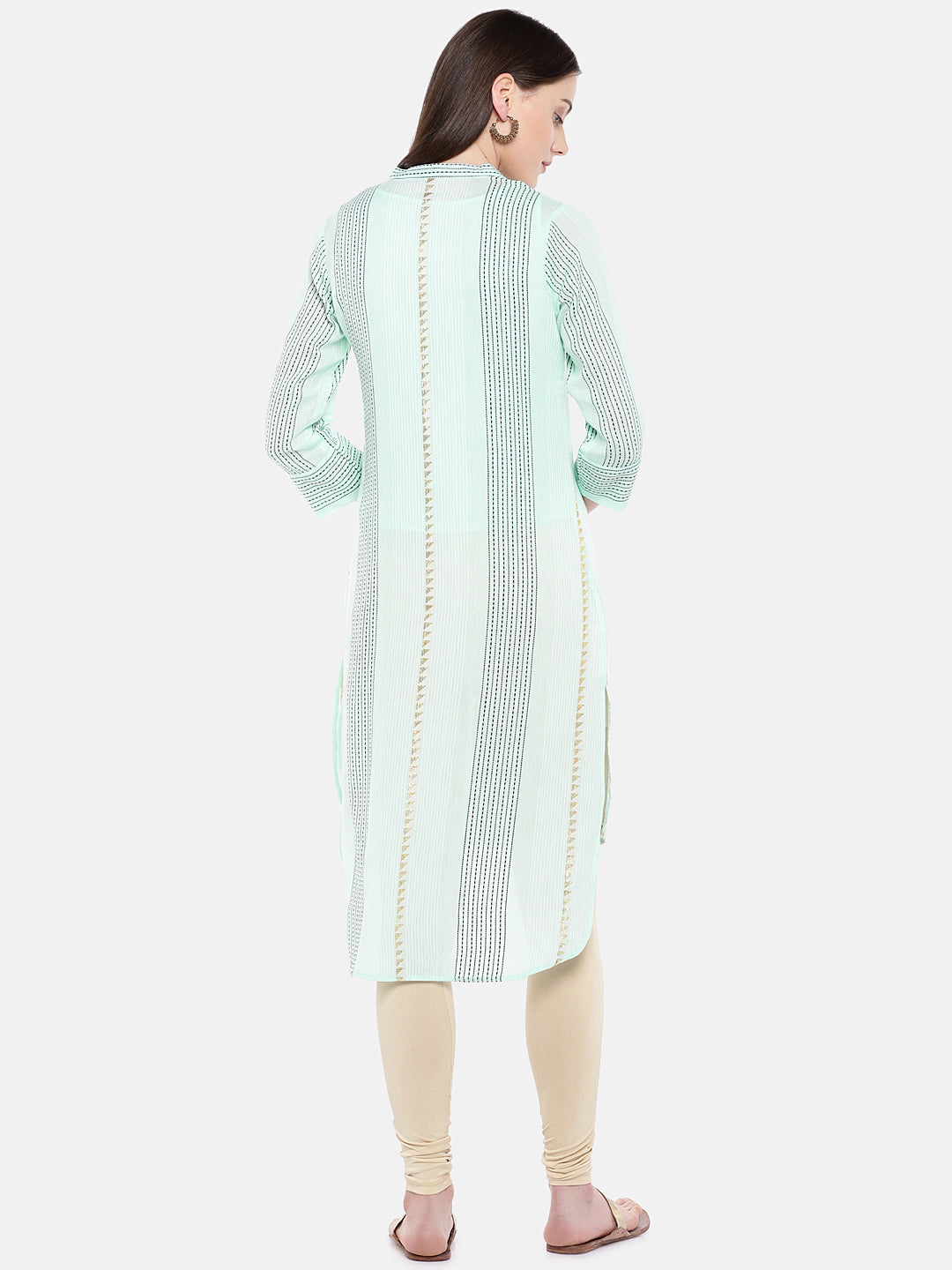 Women Straight Three-Fourth Aqua Kurta