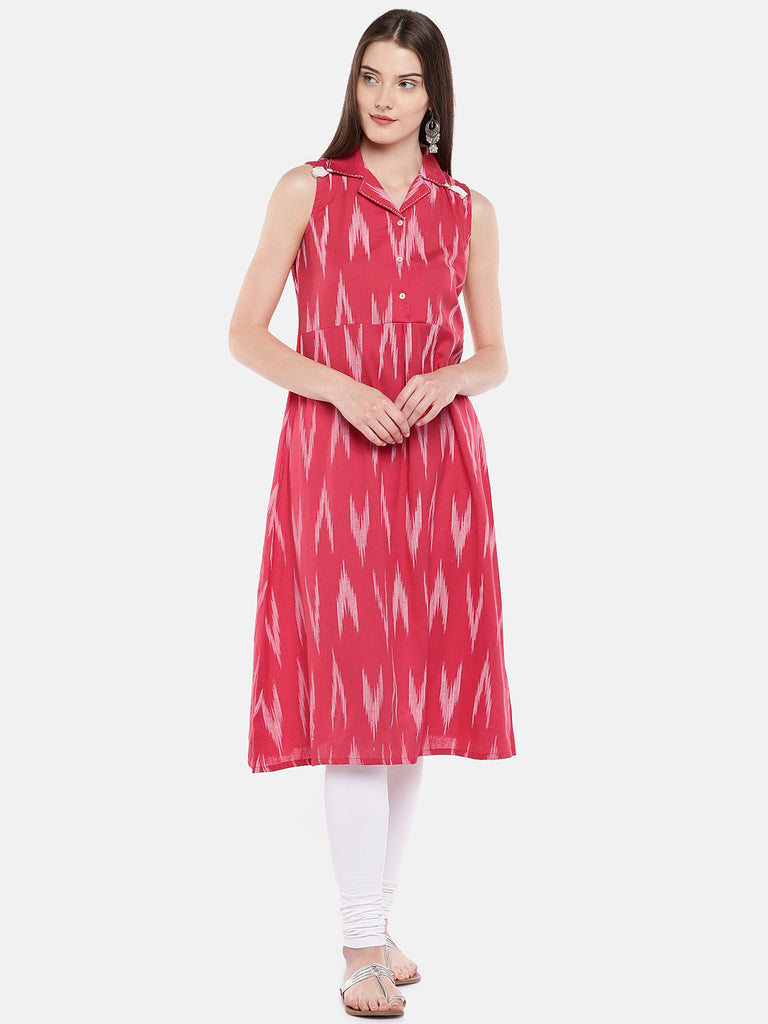 Women A Line Sleeveless Coral Kurta