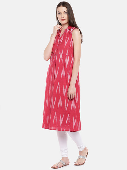 Women A Line Sleeveless Coral Kurta