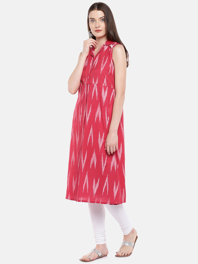 Women A Line Sleeveless Coral Kurta
