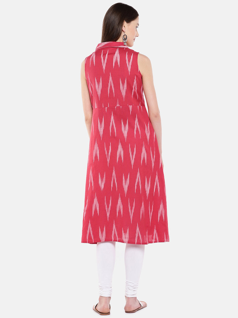 Women A Line Sleeveless Coral Kurta