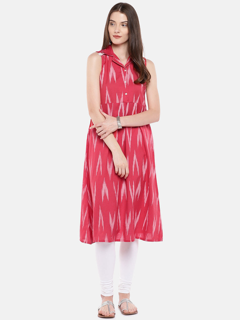 Women A Line Sleeveless Coral Kurta
