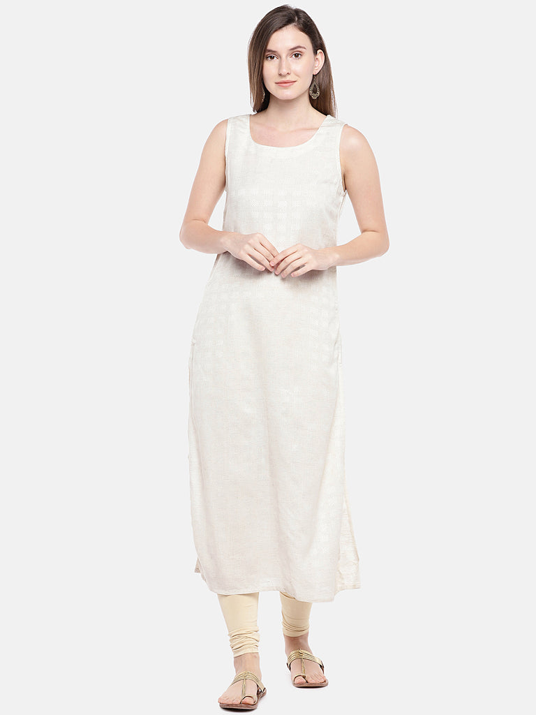Women A Line Three-Fourth Yellow Kurta