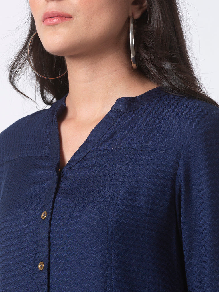 Women High - Low Three-Fourth Navy Tunic