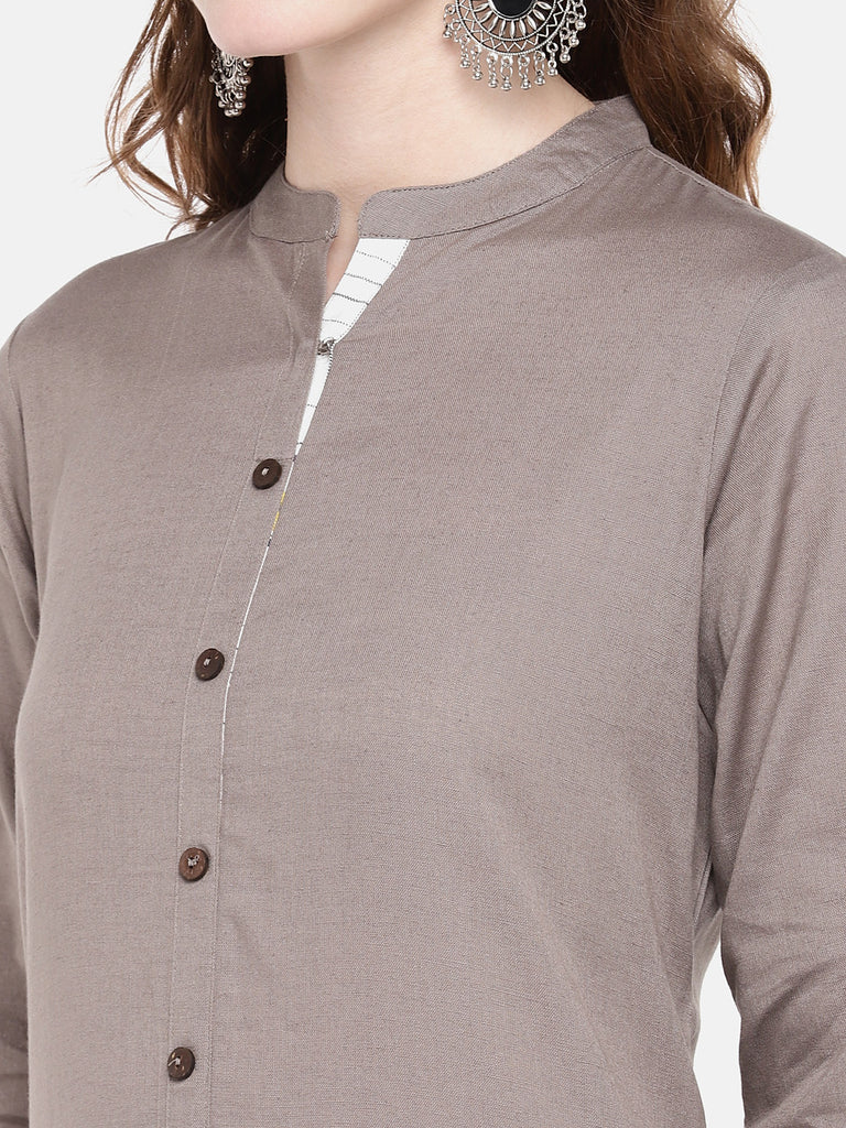 Women A Line Three-Fourth Grey Kurta