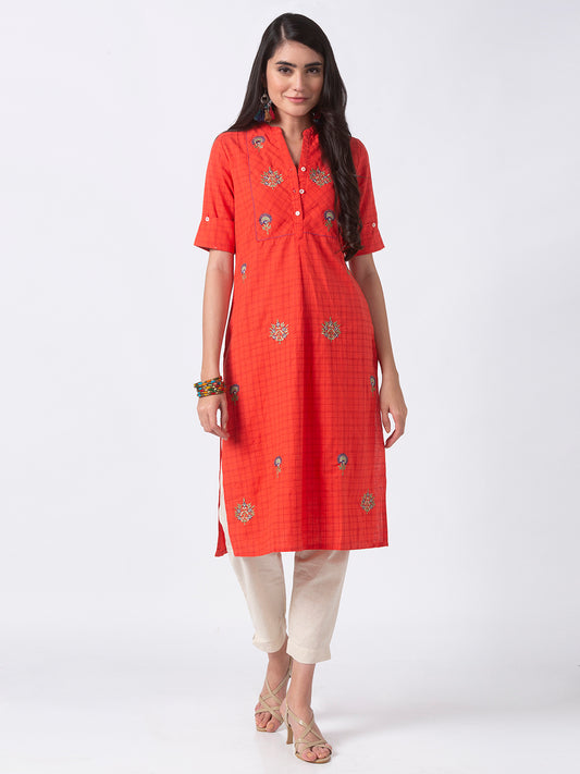 Women Straight Sleeveless Coral Tunic