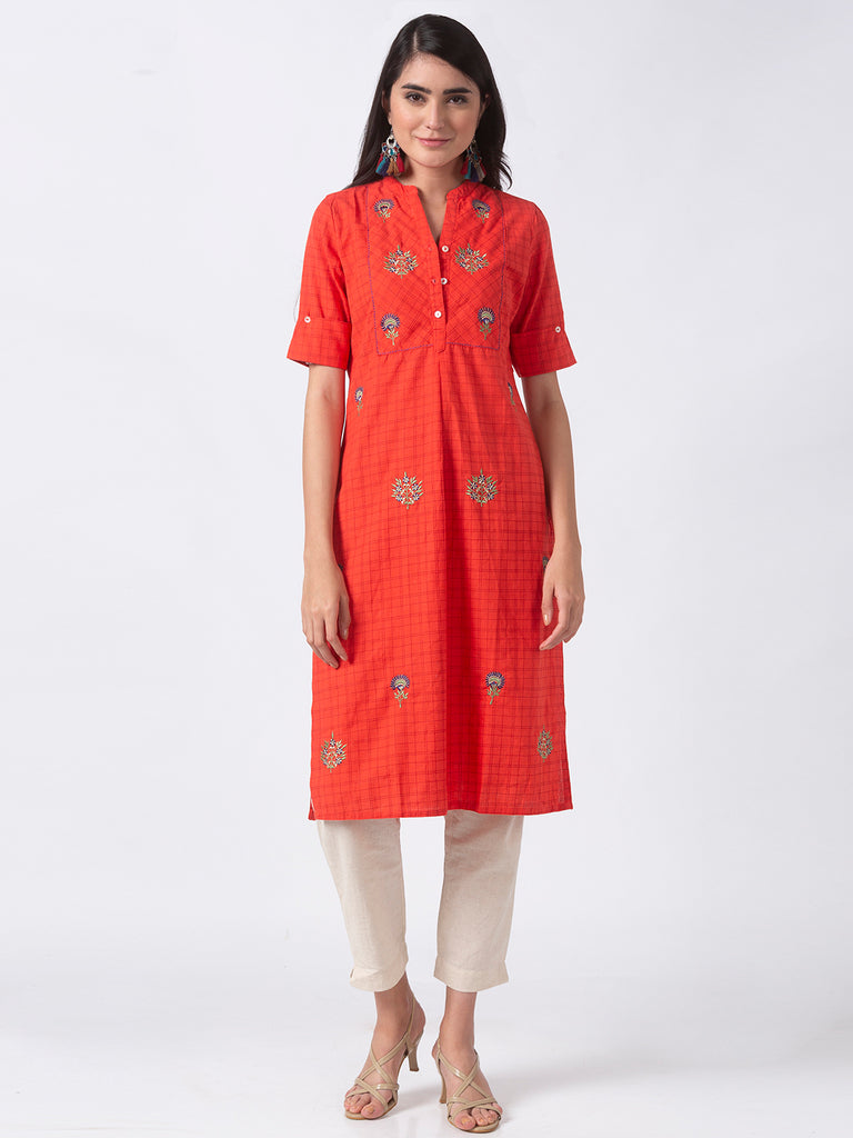 Women Straight Sleeveless Coral Tunic