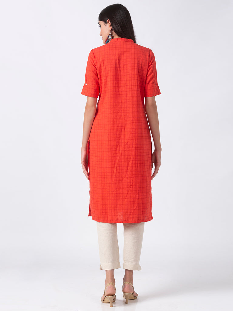 Women Straight Sleeveless Coral Tunic