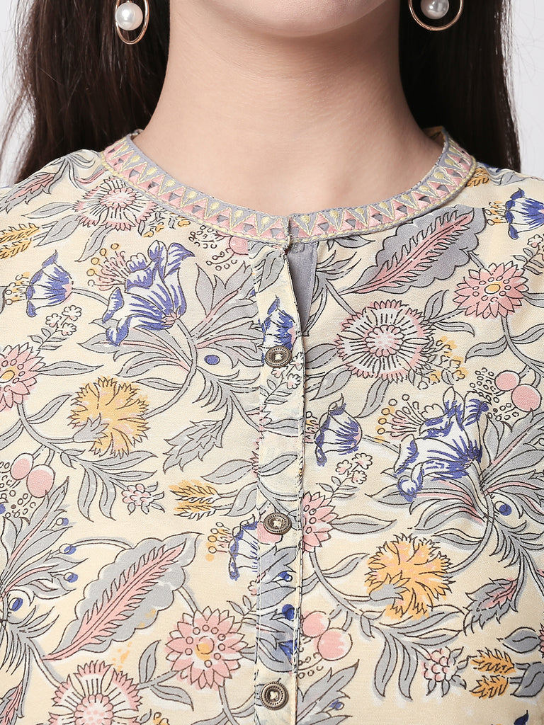 Women A Line Three-Fourth Yellow Kurta
