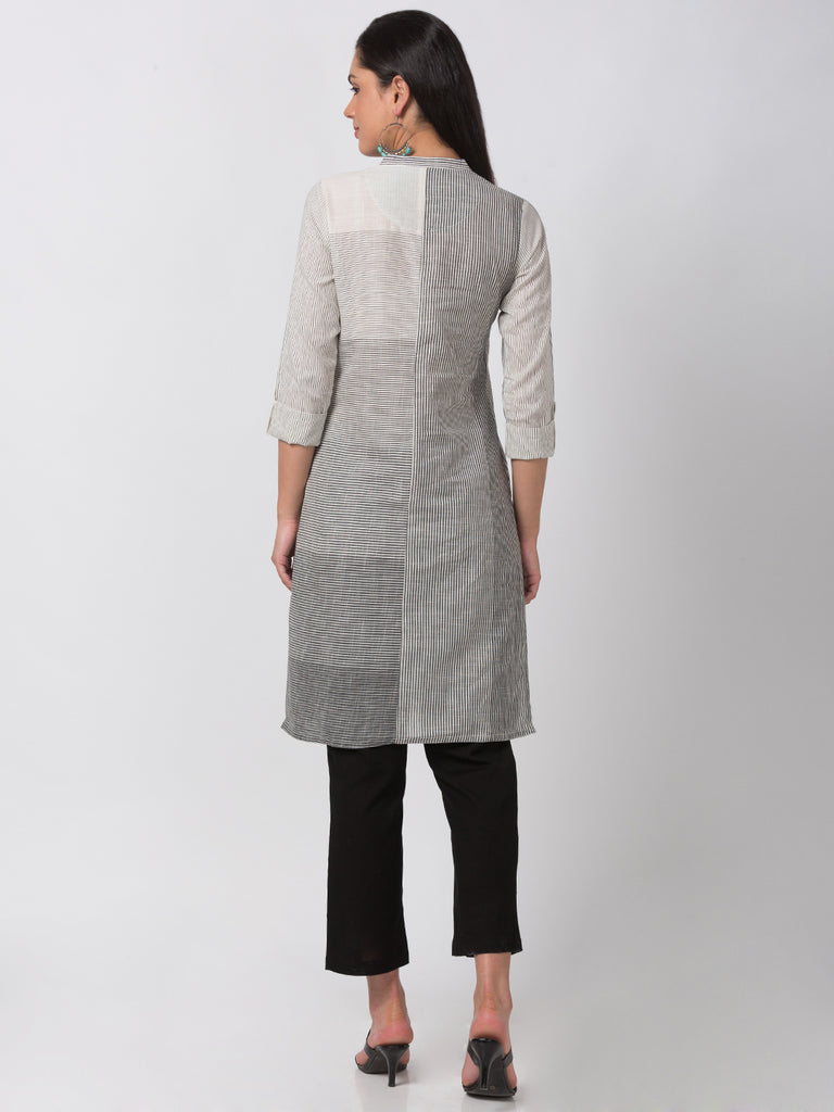 Casuals Women Straight Three-Fourth Off White Kurta