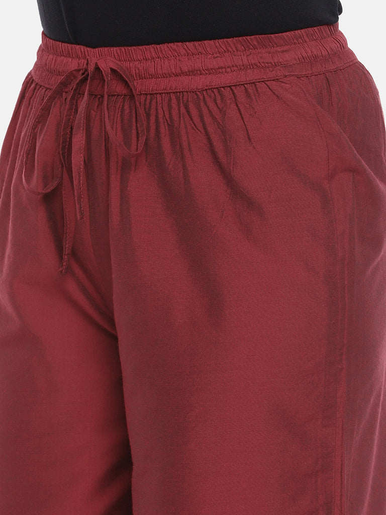 Women Straight Maroon Pallazzo