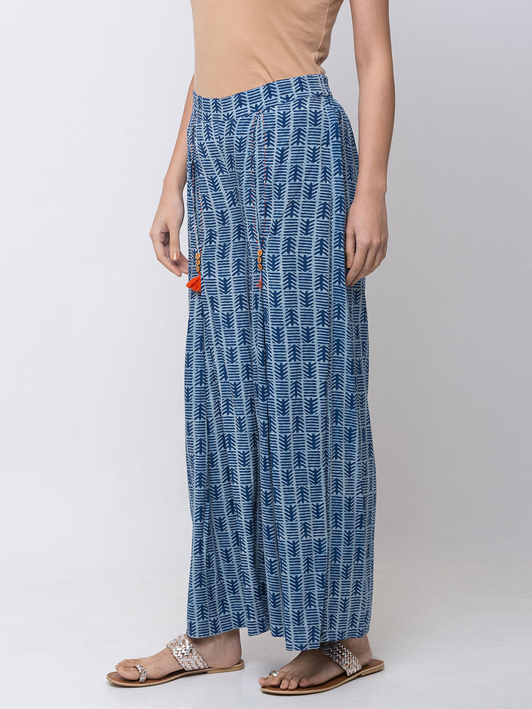 Women Flared Indigo Pallazzo