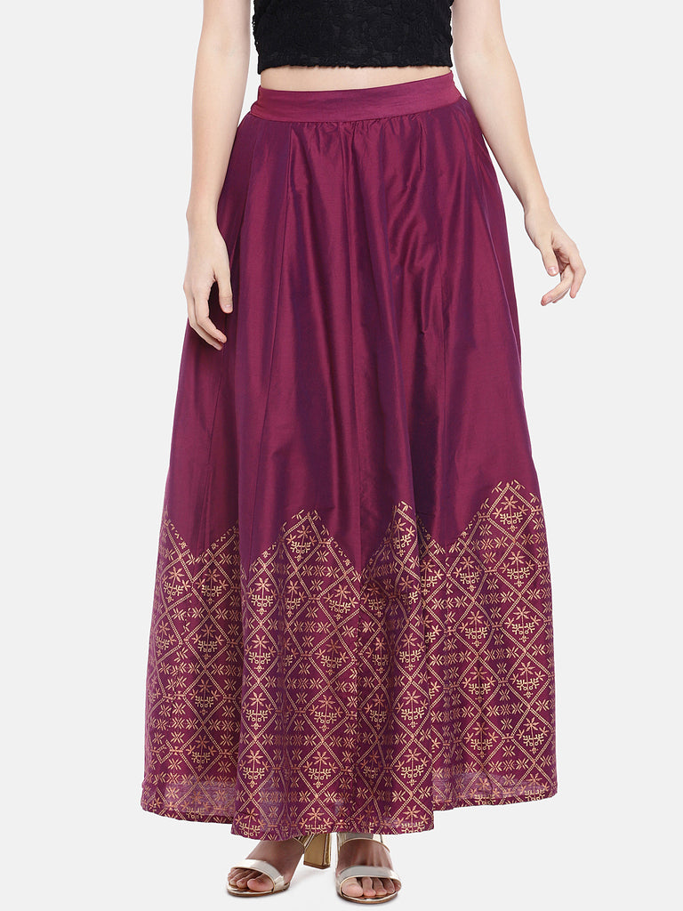 Women Kalidar Plum Skirt