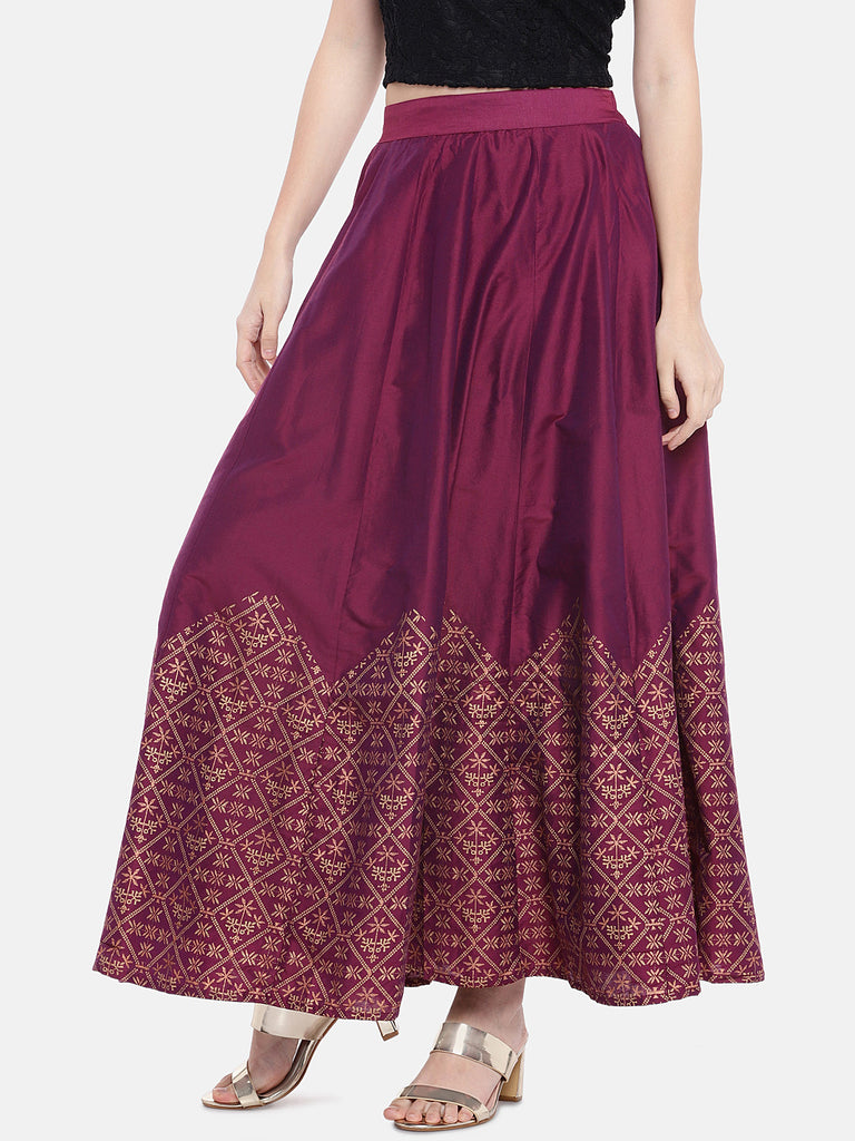 Women Kalidar Plum Skirt