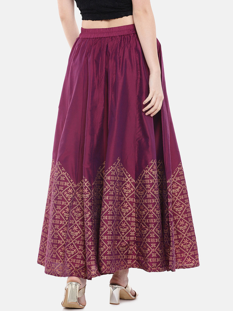 Women Kalidar Plum Skirt