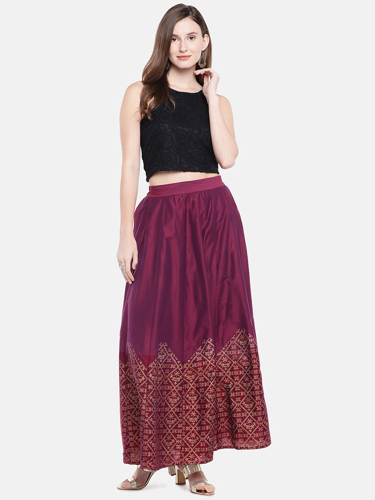 Women Kalidar Plum Skirt