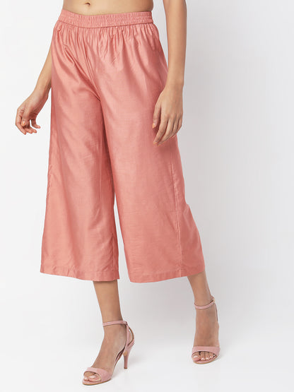 Women's Peach Gadhwaal Solid Palazzo