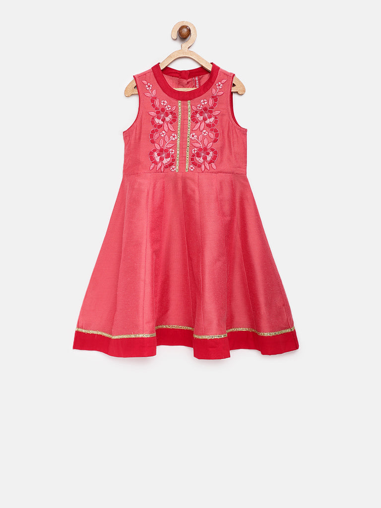 Kids Girls Kalidar Sleeveless Peach Skd