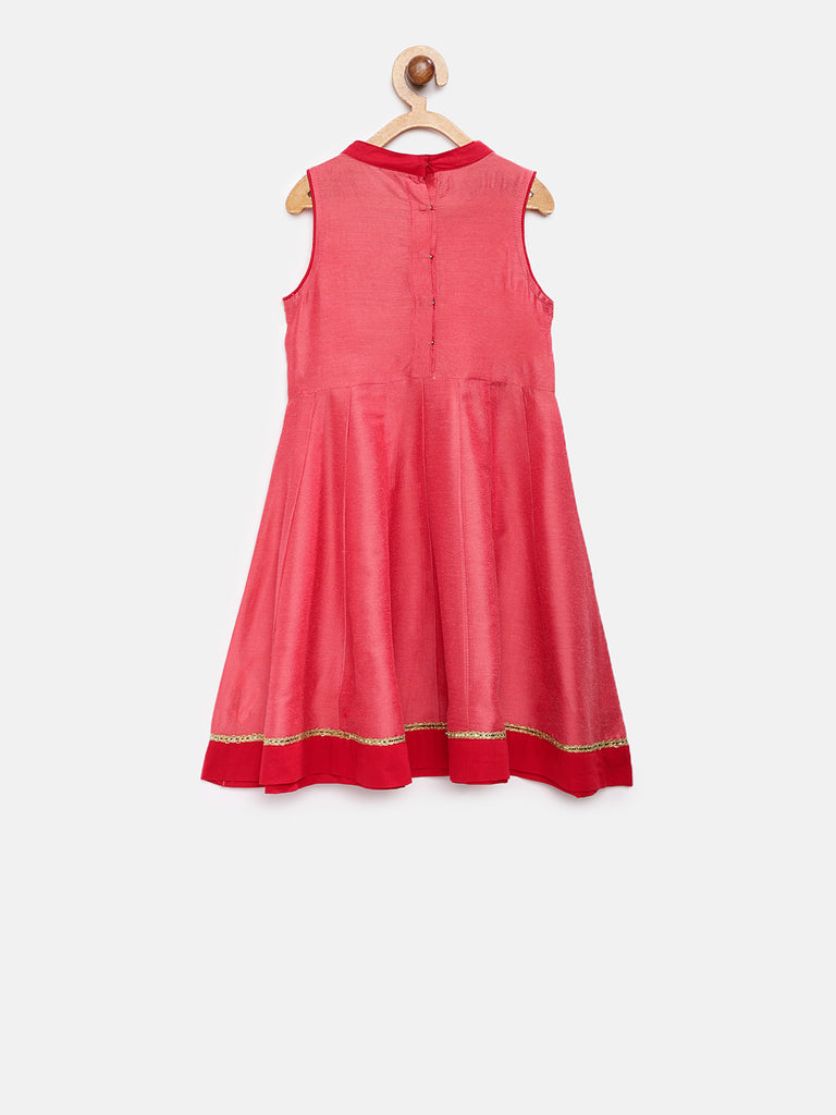 Kids Girls Kalidar Sleeveless Peach Skd