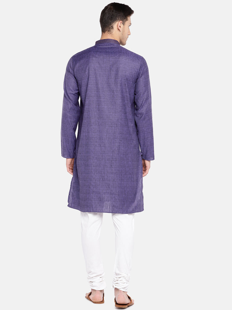 Men Straight Full Sleeve Purple Kurta