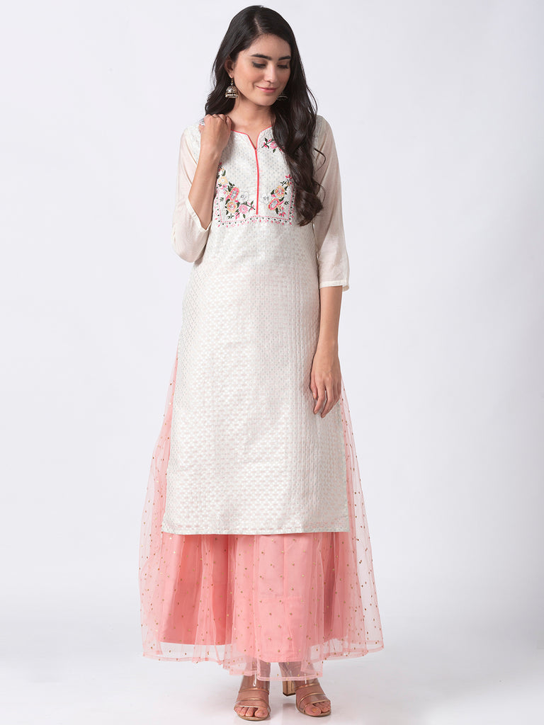 Women Straight White Kurta