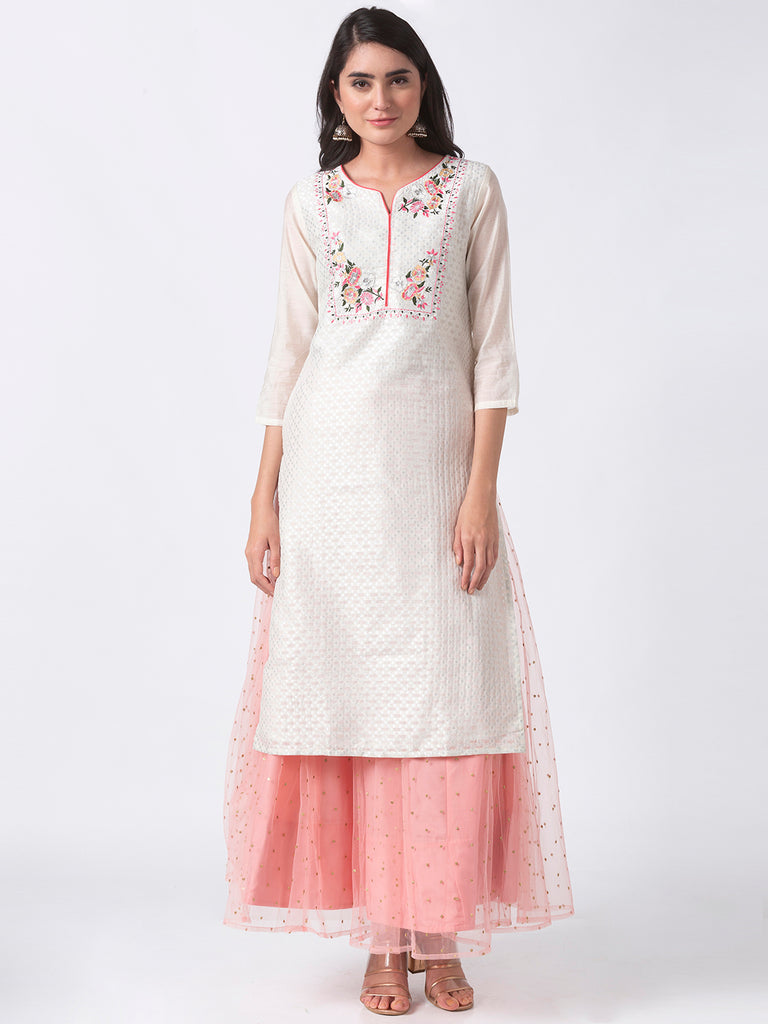 Women Straight White Kurta