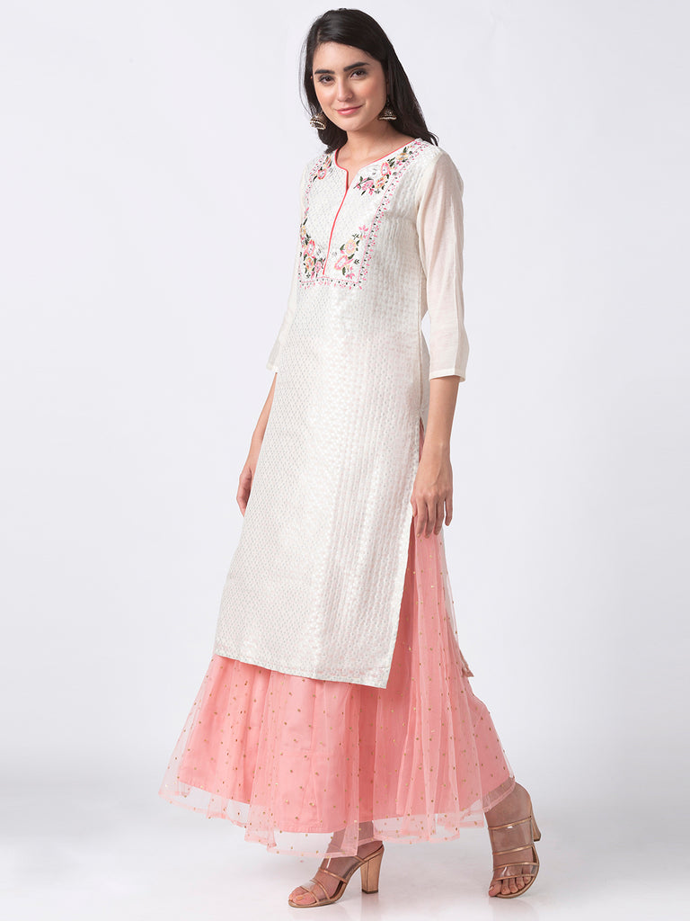 Women Straight White Kurta