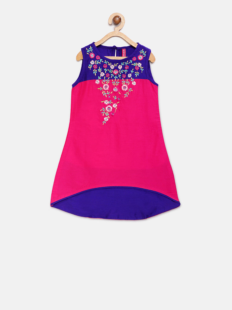 Kids Girls A Line Sleeveless Fuchsia Skd