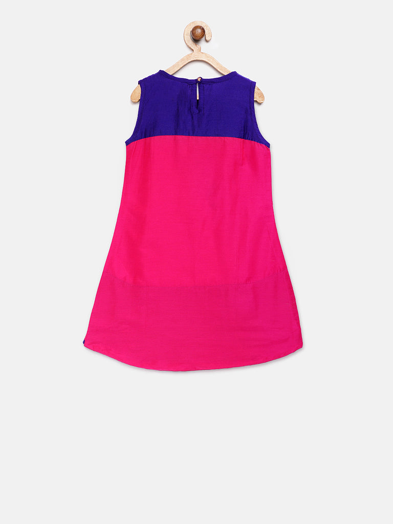 Kids Girls A Line Sleeveless Fuchsia Skd