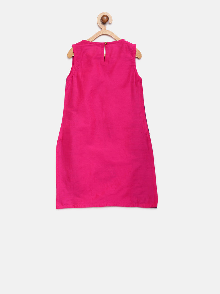 Kids Girls Straight Sleeveless Fuchsia Skd