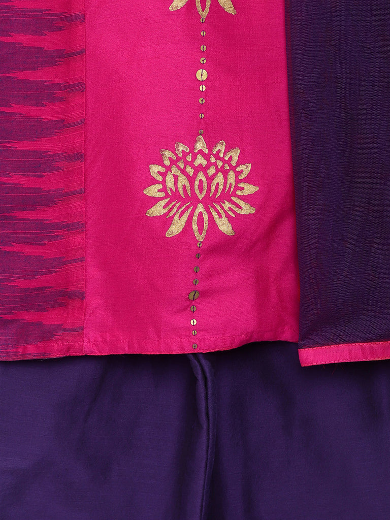 Kids Girls Straight Sleeveless Fuchsia Skd