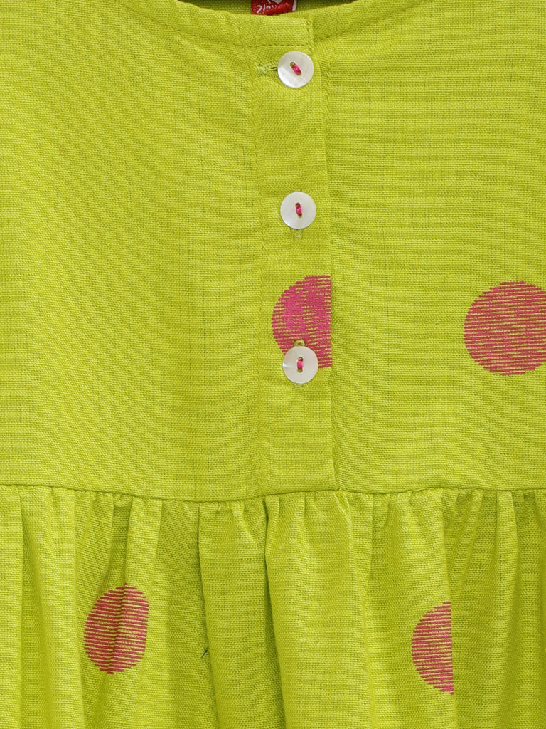 Kids Girls Flared Sleeveless Green Dress