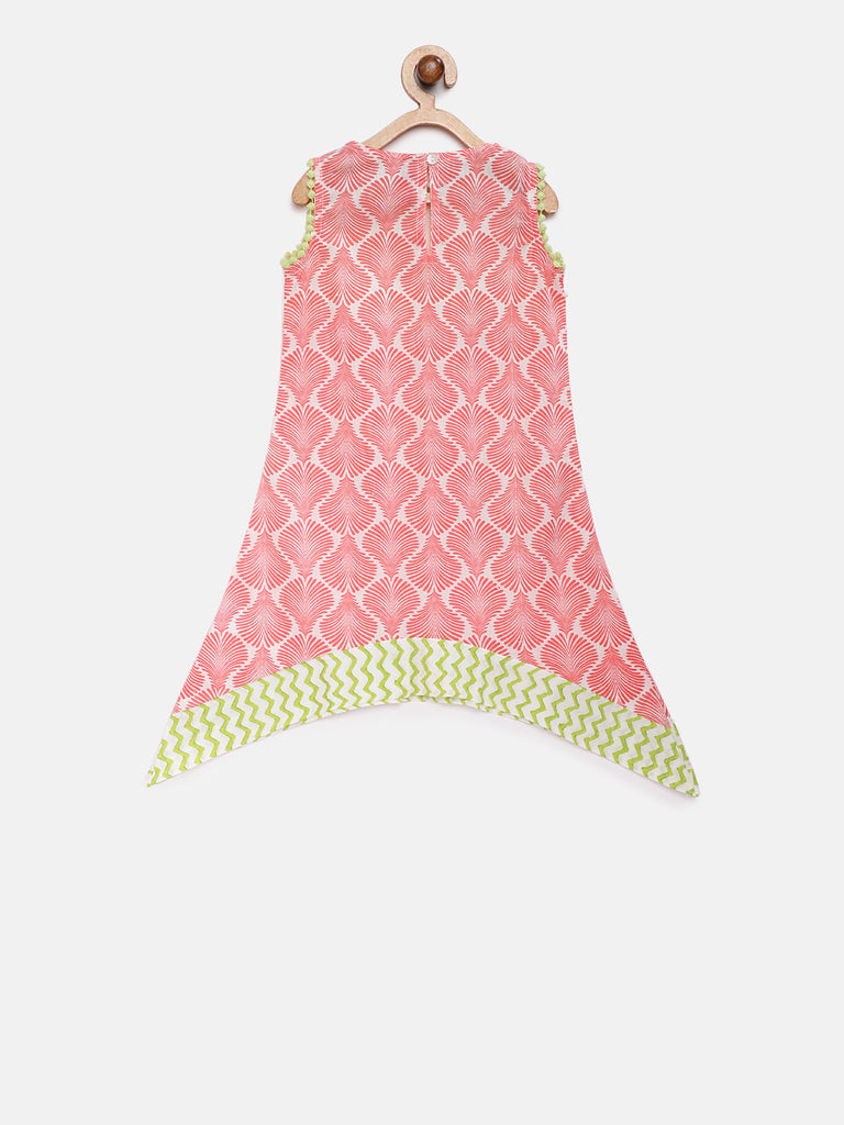 Kids Girls A Line Sleeveless Peach Kurta