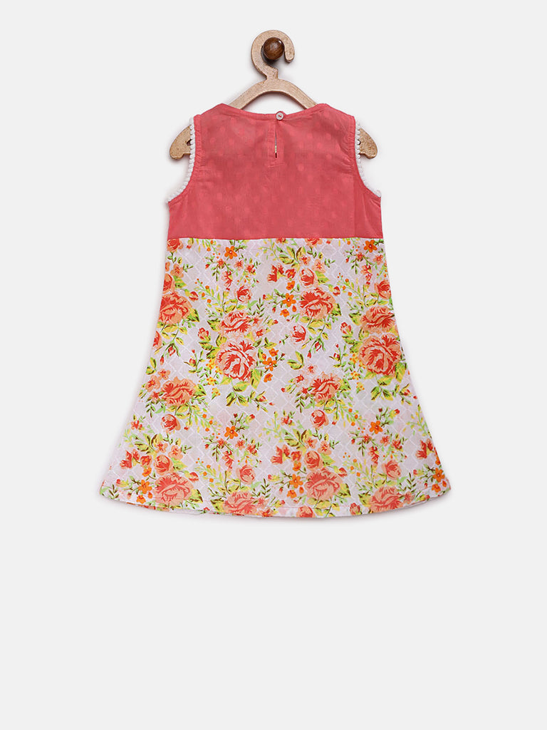 Kids Girls A Line Sleeveless Peach Kurta