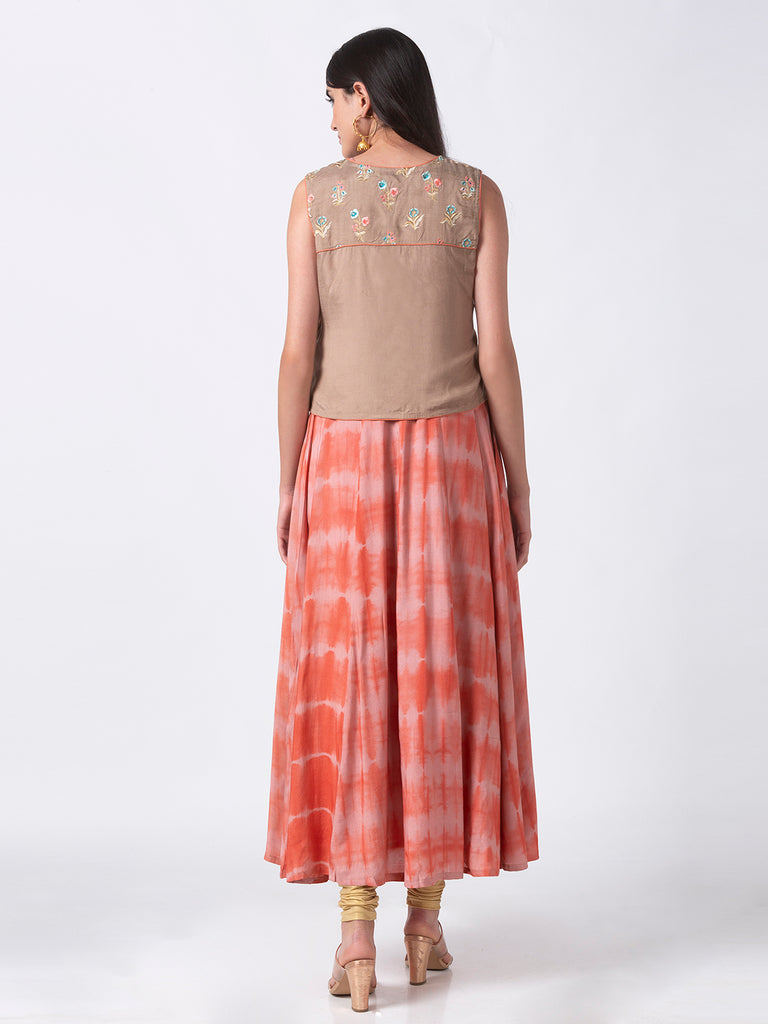 Women Gathered Three-Fourth Coral Kurta