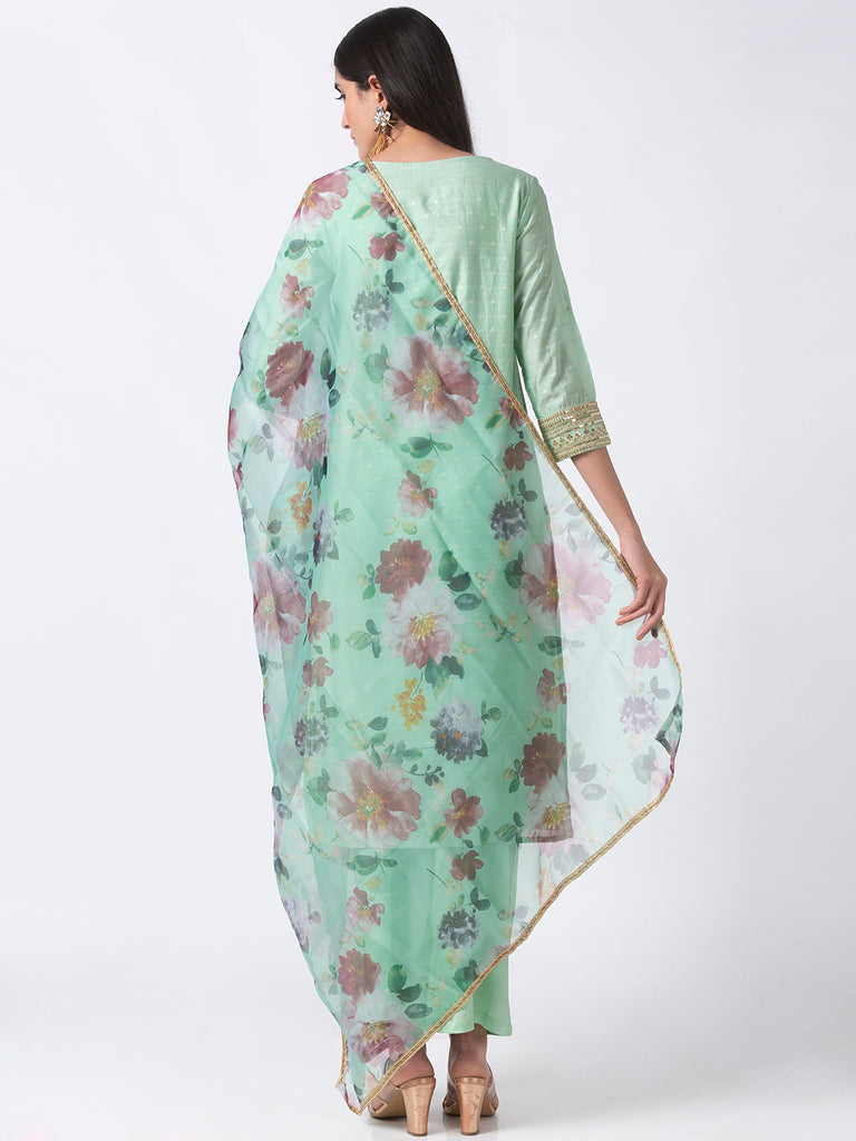 Women Straight Three-Fourth Aqua Skd