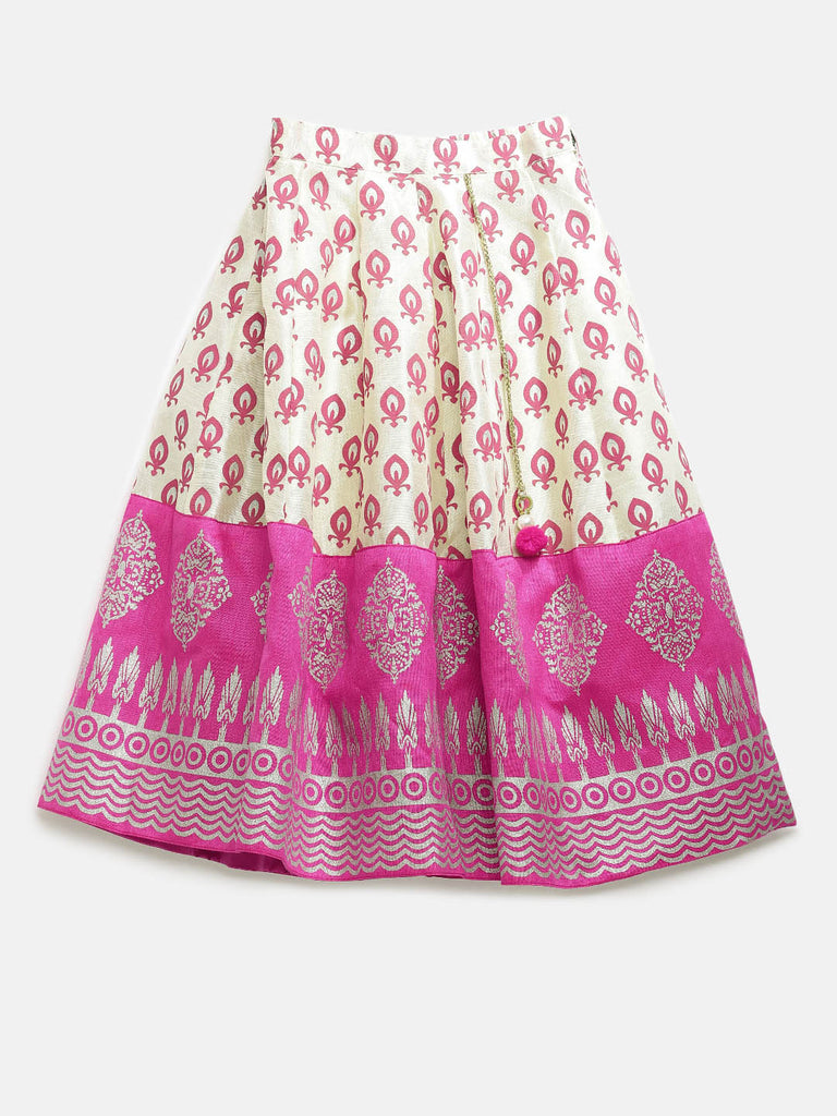 Kids Girls Flared Sleeveless Light Pink Lehenga Set