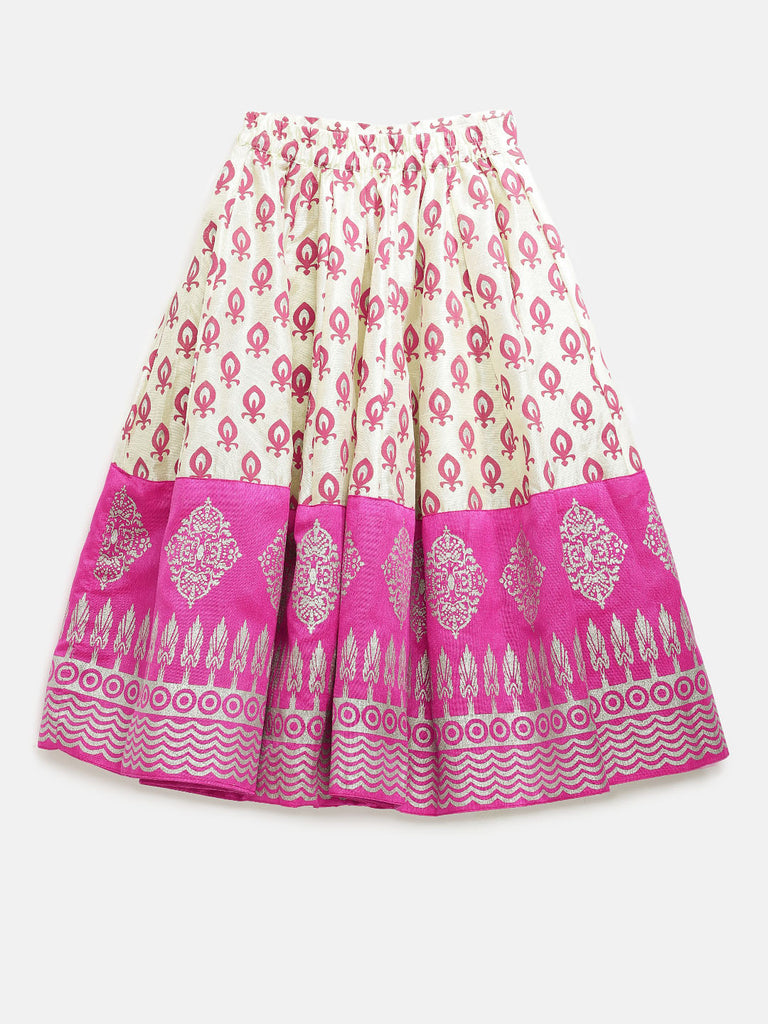 Kids Girls Flared Sleeveless Light Pink Lehenga Set