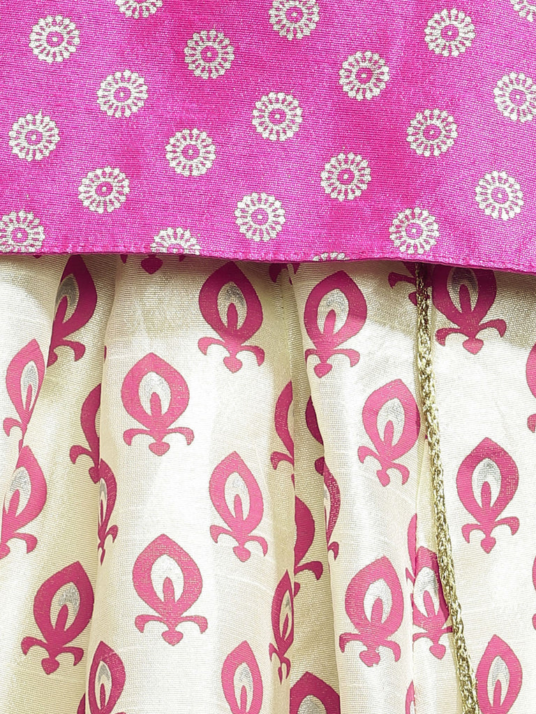 Kids Girls Flared Sleeveless Light Pink Lehenga Set