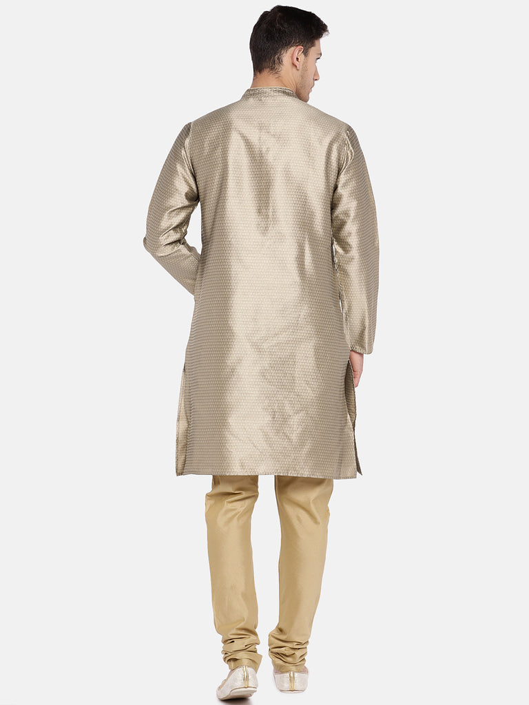 Occassion Men Straight Full Sleeve Beige Kurta
