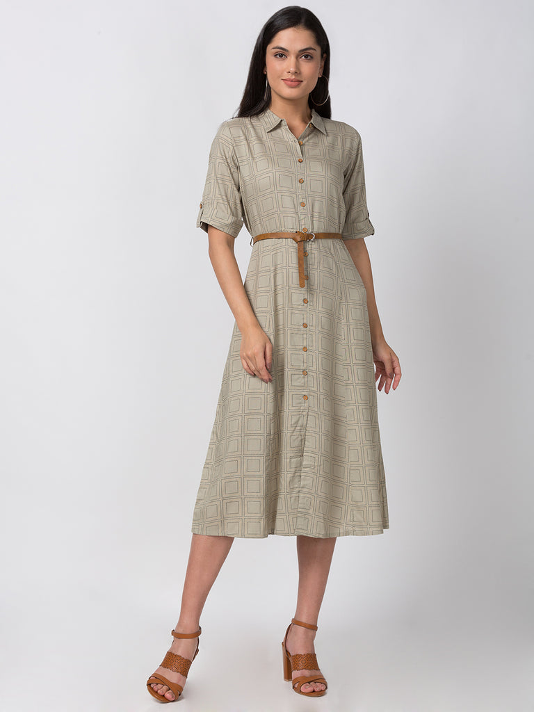Women A Line Elbow Sleeve Dust Rose Kurta