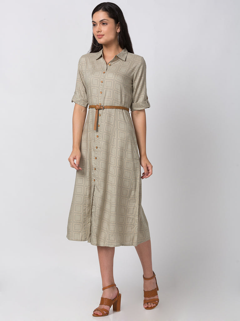 Women A Line Elbow Sleeve Dust Rose Kurta