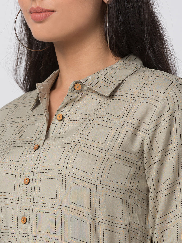 Women A Line Elbow Sleeve Dust Rose Kurta